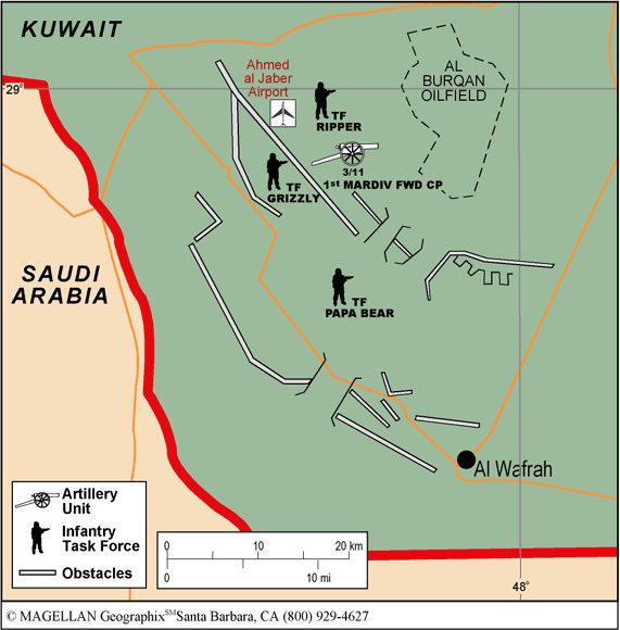 Figure 4. Units around, Al Jaber, night of February 24, 1991 