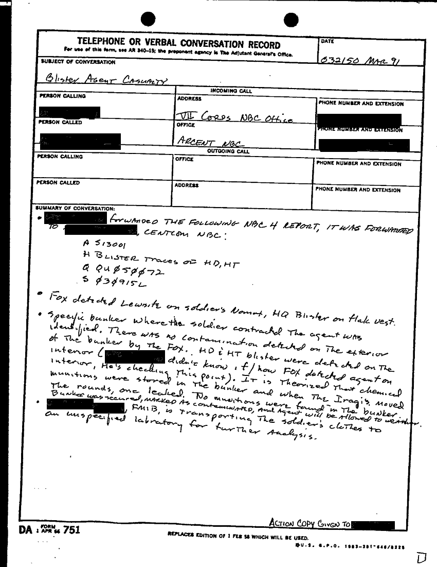 Telephone or Verbal Conversation Entry