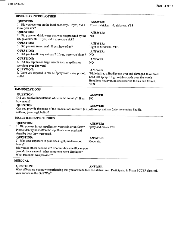 Lead Sheet 13383, Interview of surgical physician's assistant, 4-8th Cavalry, 3rd Armored Division, May 21, 1998