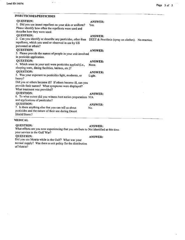 Lead Sheet 14074, Interview of assistant NCOIC, 4-8th Aid Station, August 3, 1999