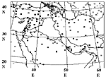 Figure A-9. Locations of Naval Research Laboratory's March 10-14, 1991, surface observations
