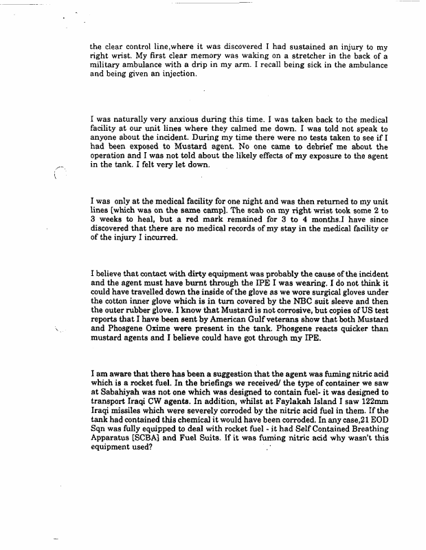 UK Ministry of Defence,  Deposition of injured British soldier, December 5, 1997