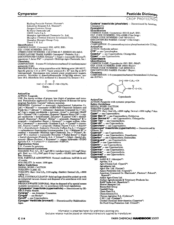 Meister Publishing Company, �Farm Chemicals Handbook 2000,� Willoughby, Ohio, p. C115, C311.