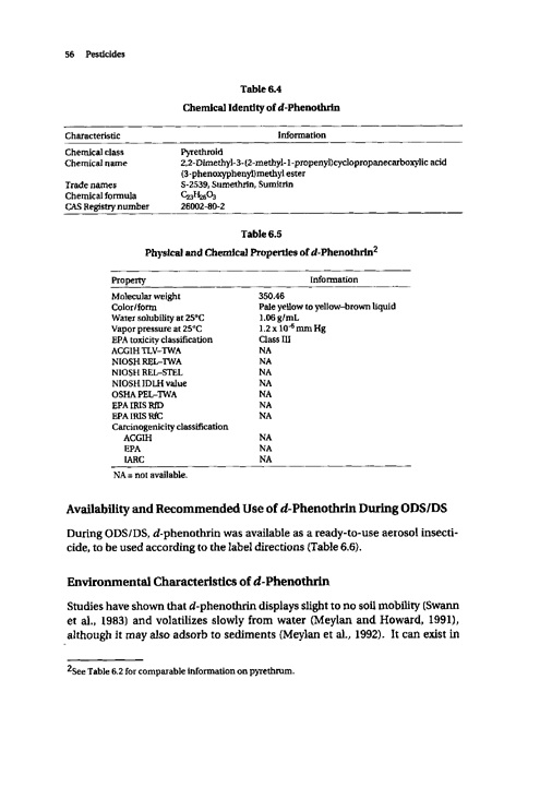  Cecchine, G., BA Golomb, LH Hilborne, DM Spektor, and C.R. Anthony, A Review of the Scientific Literature as it Pertains to Gulf War Illnesses: Pesticides, RAND, Volume 8: June 2000.