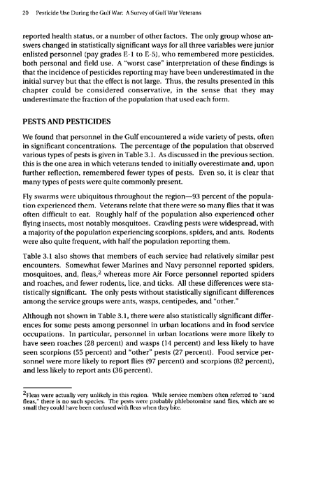   Fricker, R.D, E. Reardon, D.M. Spektor, S.K. Cotton, J. Hawes-Dawson, J.E. Pace, and S. D. Hosek, �Pesticide Use During the Gulf War: A Survey of Gulf War Veterans,� RAND, 2000.