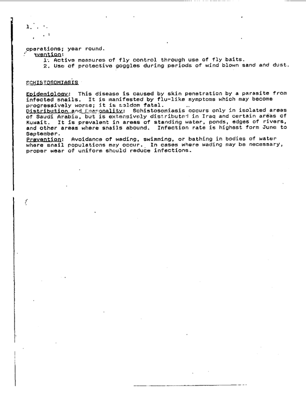   Memorandum from 14th Preventive Medicine Detachment Commander for 332nd Medical Brigade Commanding General, Subject: �Synopsis of Major Diseases in Theater of Operation,� February 13, 1991.