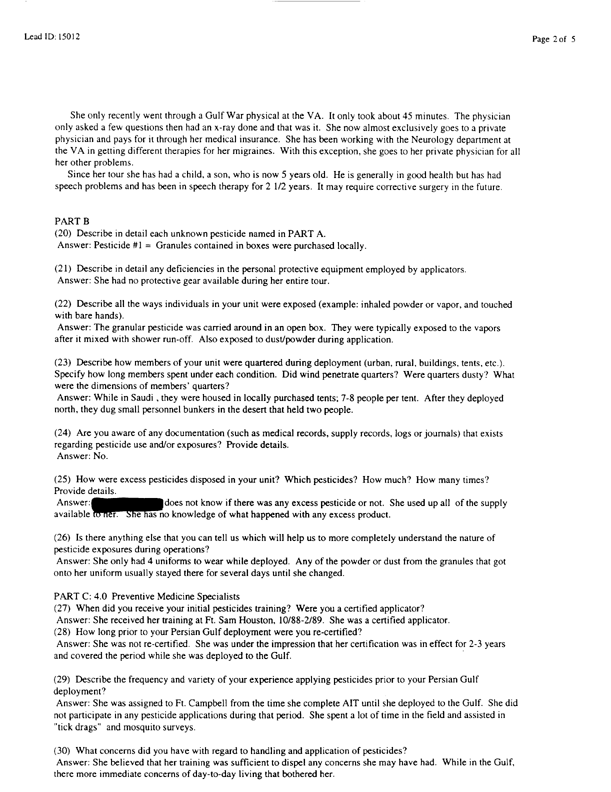 Lead Sheet #15012, Interview with 101 ABN 326th Medical Battalion doctor, February 11, 1998.