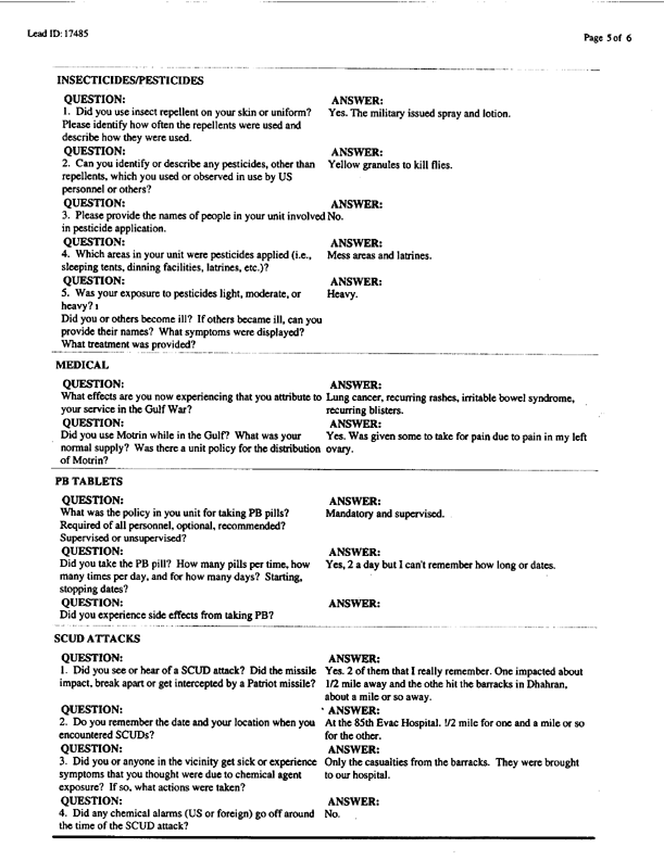  Lead Sheet #17485, Interview with Army administrative supervisor, July 14, 1998, p. 5.