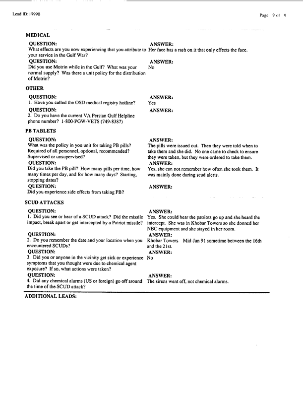  Lead Sheet #19990, Interview with 401st Military Police Camp veteran, November 9, 1998, p. 3