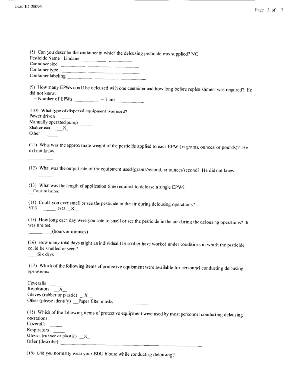   Lead Sheet #20095, Interview with 403rd Military Police Camp veteran, November 24, 1998.