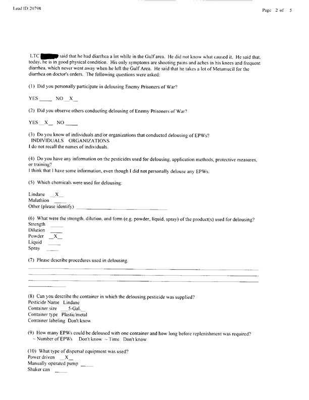 Lead Sheet #20798, Interview with 403rd Military Police Camp veteran, December 18, 1997.