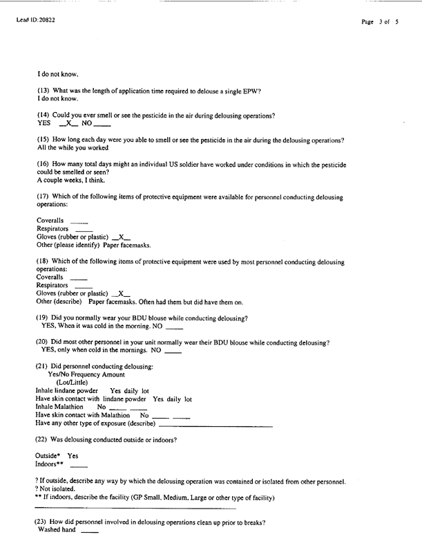 Lead Sheet #20822, Interview with 403rd Military Police Camp veteran, December 18, 1998, p. 1.
