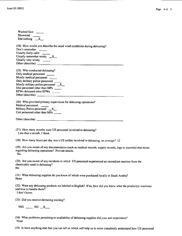   Lead Sheet #20822, Interview with 403rd Military Police Camp veteran, December 18, 1998.