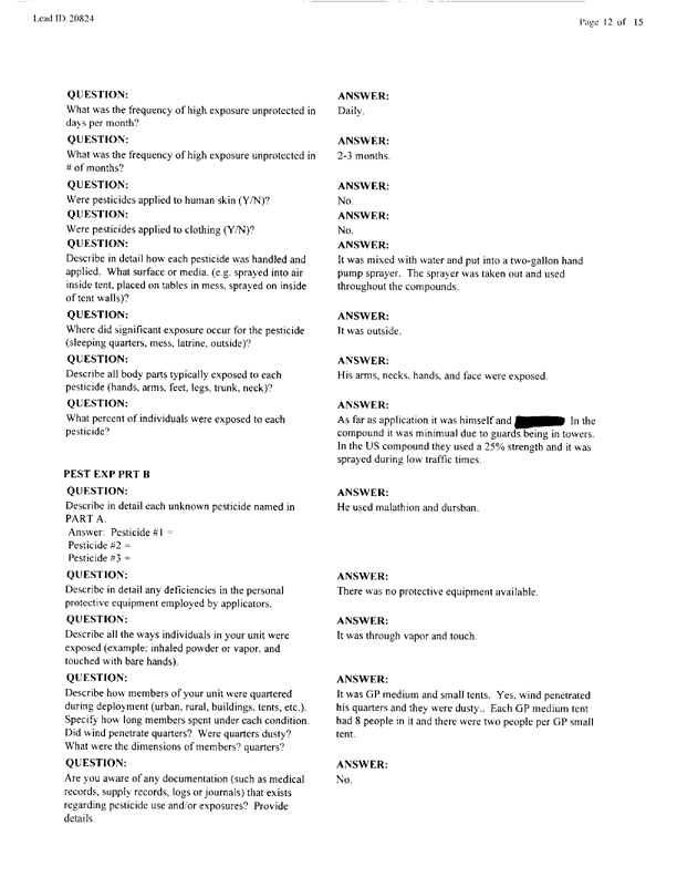 Lead Sheet #20824, Interview with 401st Military Police Camp veteran, April 5, 1999