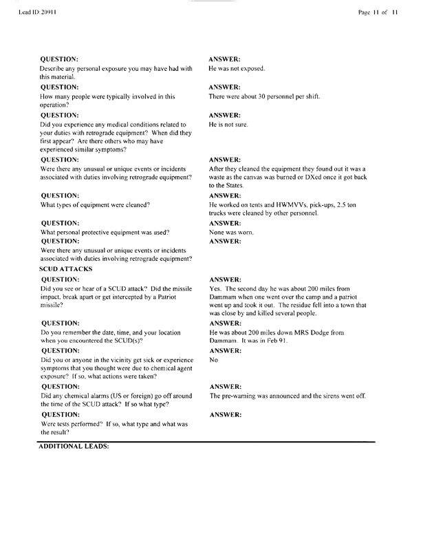 Lead Sheet #20911, Interview with 301st Military Police Camp veteran, January 6, 1998, p. 3.
