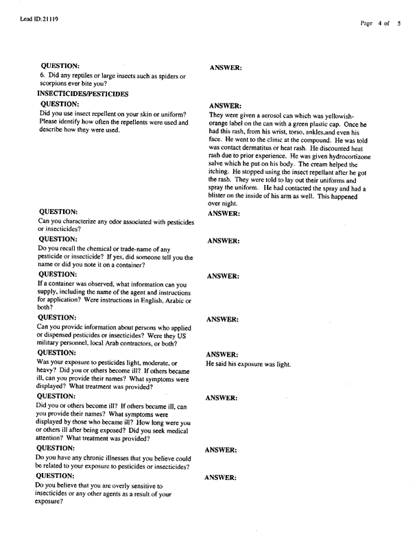   Lead Sheet #21119, Interview with 165th Airlift Wing turbo propulsion technician, February 2, 1999.