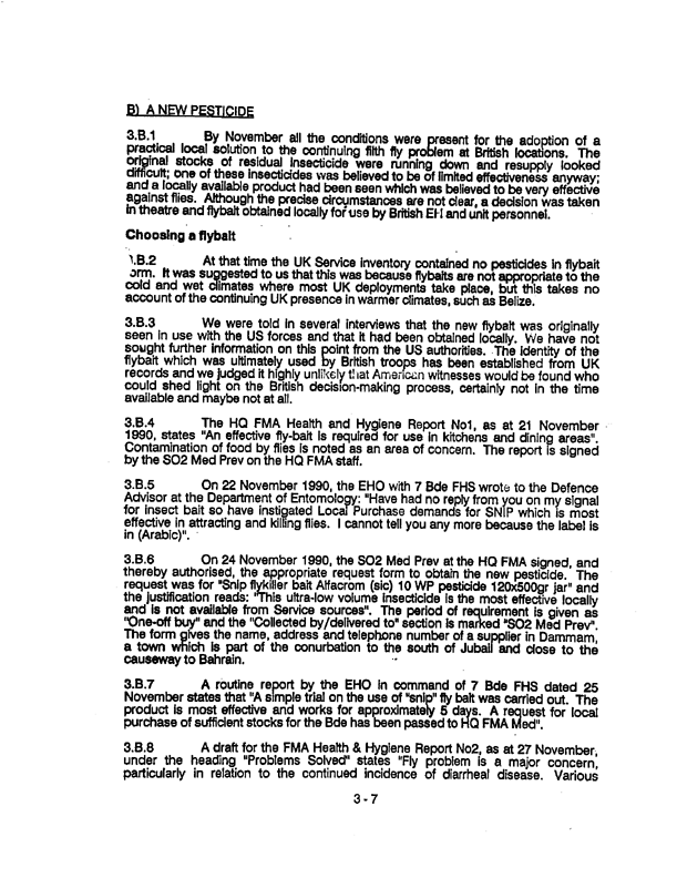 United Kingdom, Ministry of Defence, �Organophosphate Pesticide Investigation Team Substantive Report,� December 6, 1996, p. 3-7.