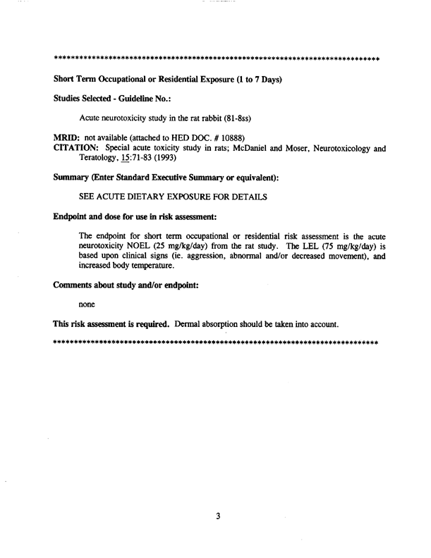US Environmental Protection Agency, �Permethrin: Toxicology Endpoint Selection Document,� April 26, 1994, p. 5.