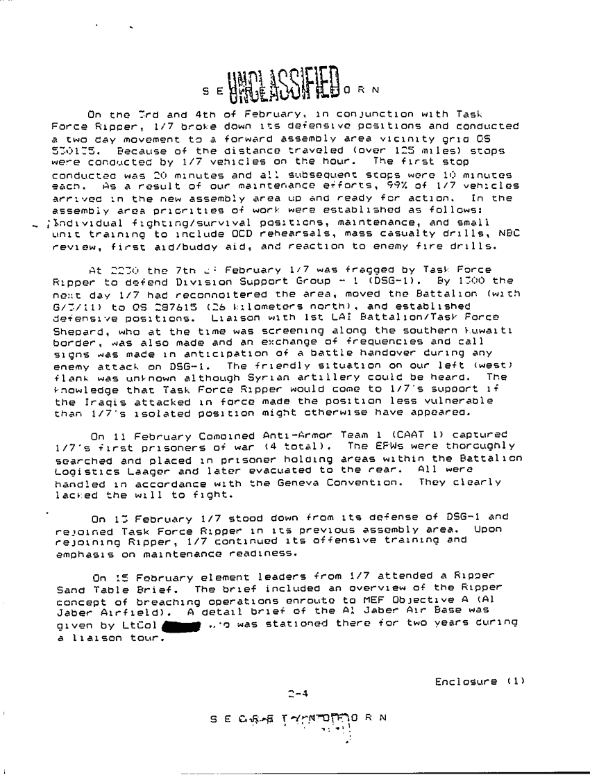 Task Force Ripper Command Chronology